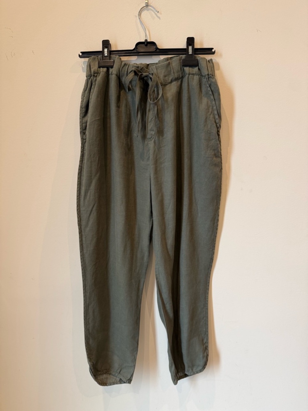 Caslon Olive Linen Drawstring Cropped Relaxed Pants
